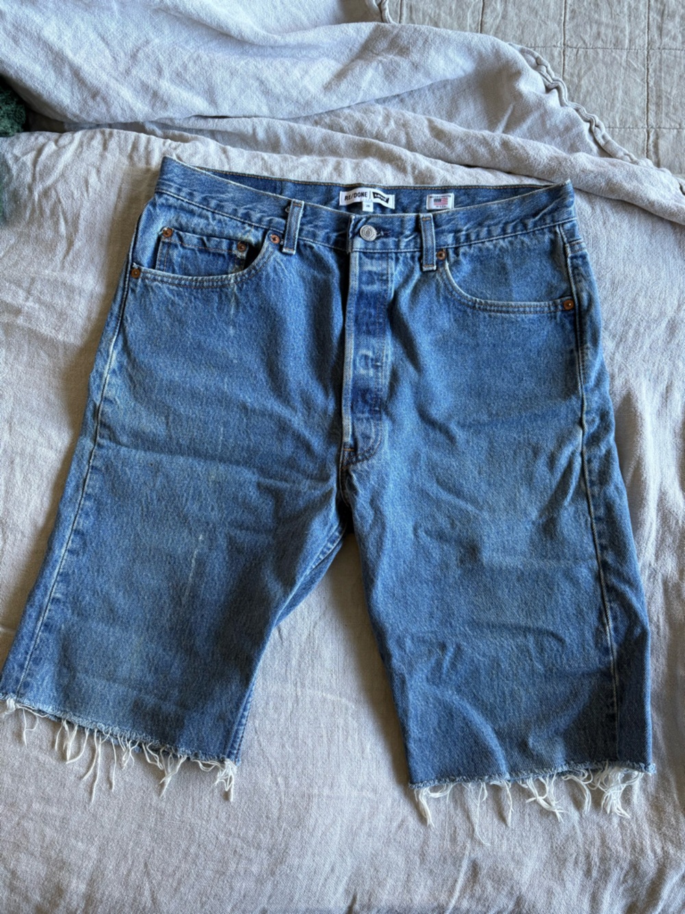 Re/Done Blue Denim Jean Shorts